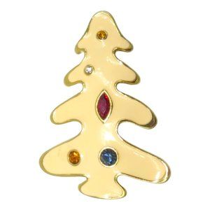 Christmas Tree Enameled Brooch With Multi Colored Jewels